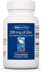 Allery Research Group Zen bottle with capsules for calm energy during day.