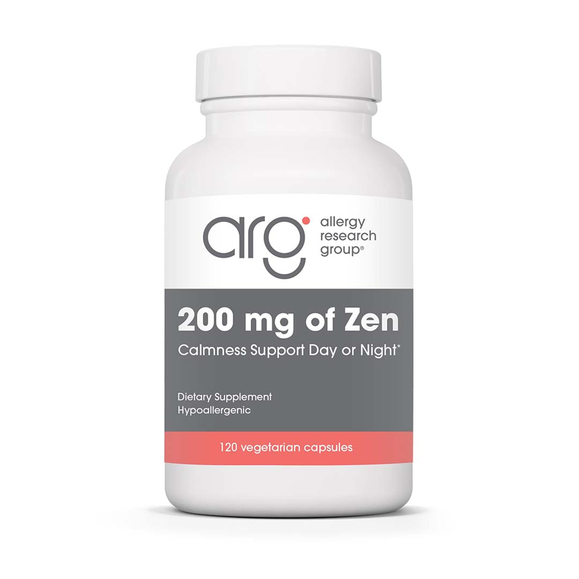 Allergy Research Group Zen bottle showing 60 servings for daily calm potential