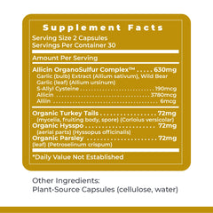 Allicidin bottle on kitchen counter suggests daily immune care routine.