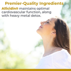 Allicidin ingredients label on bottle emphasizes natural garlic extract.