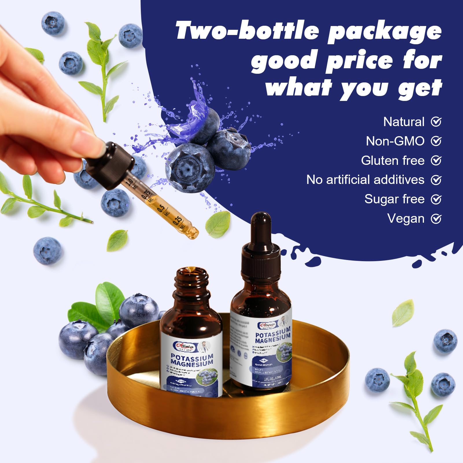 Two-bottles-pack of Alliwise drops representing value and steady intake