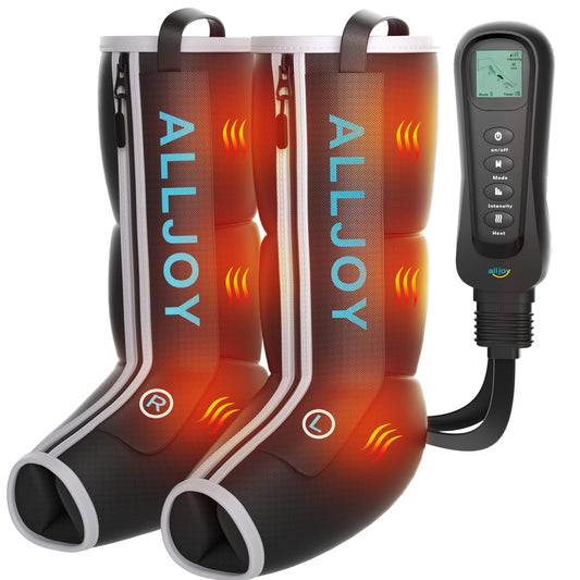 ALLJOY leg massager with foot and calf compression for improved circulation.