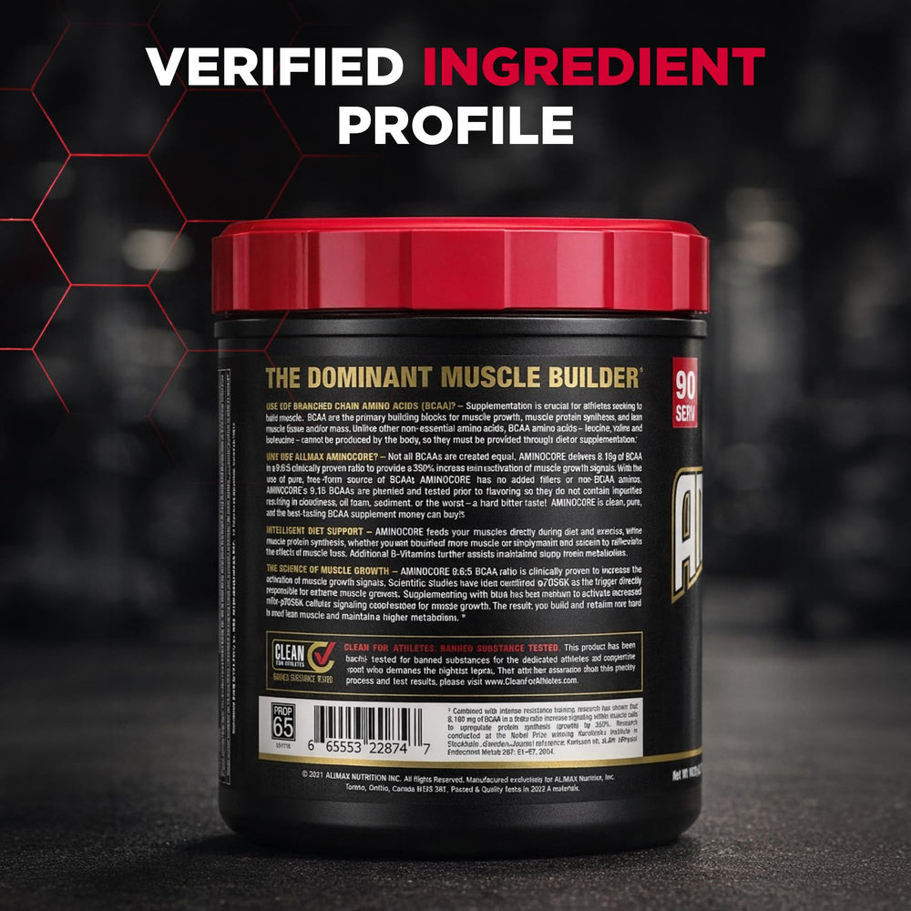 ALLMAX AMINOCORE suggested pre-workout use in a workout setup