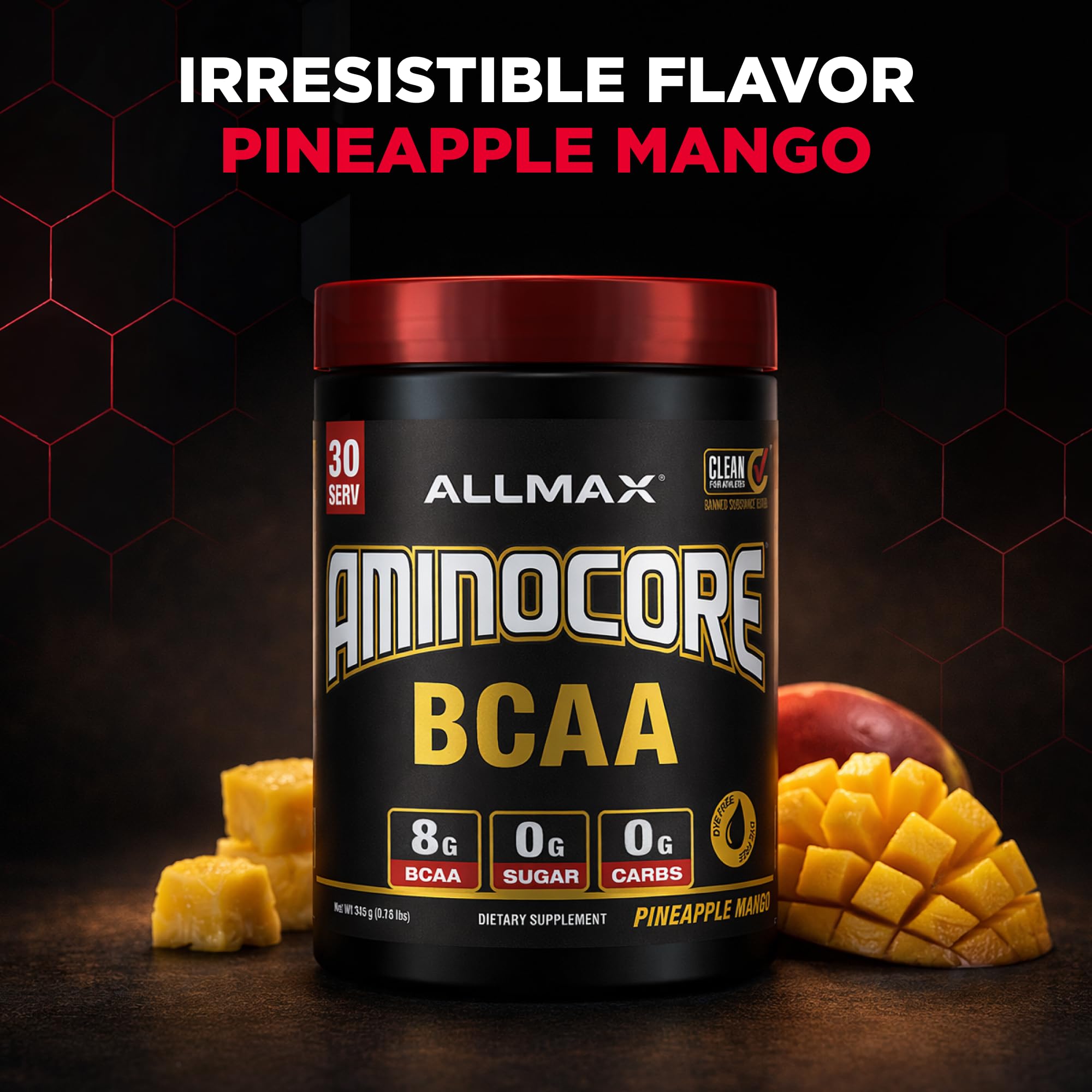 ALLMAX AMINOCORE athletic scene with bottle and shaker during workout