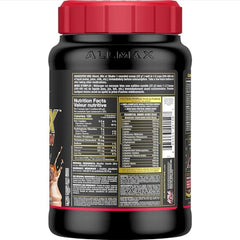 Allmax Casein-FX Chocolate shake in a glass shows thick texture and satisfying feel.