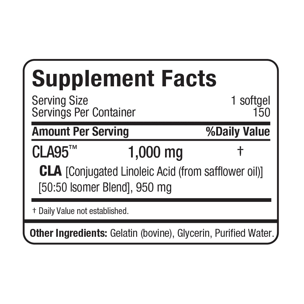 ALLMAX CLA95 nutrition facts panel provides clear supplement details
