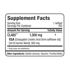 ALLMAX CLA95 nutrition facts panel provides clear supplement details