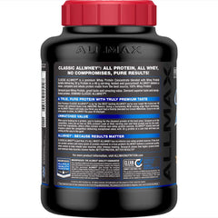 ALLMAX ALLWHEY Chocolate Peanut Butter scoop in jar for quick shakes.