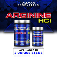 Allmax Essentials Arginine HCL nutrition facts hinting at taurine and L-Carnitine.