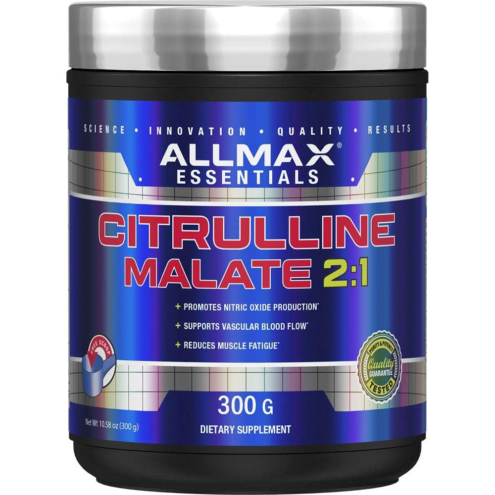 ALLMAX Essentials Citrulline Malate 2:1 bottle ready for a clean energy boost during workouts.