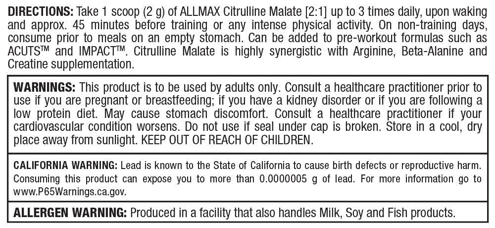 ALLMAX Essentials Citrulline Malate 2:1 pre-workout setup on a gym bench.