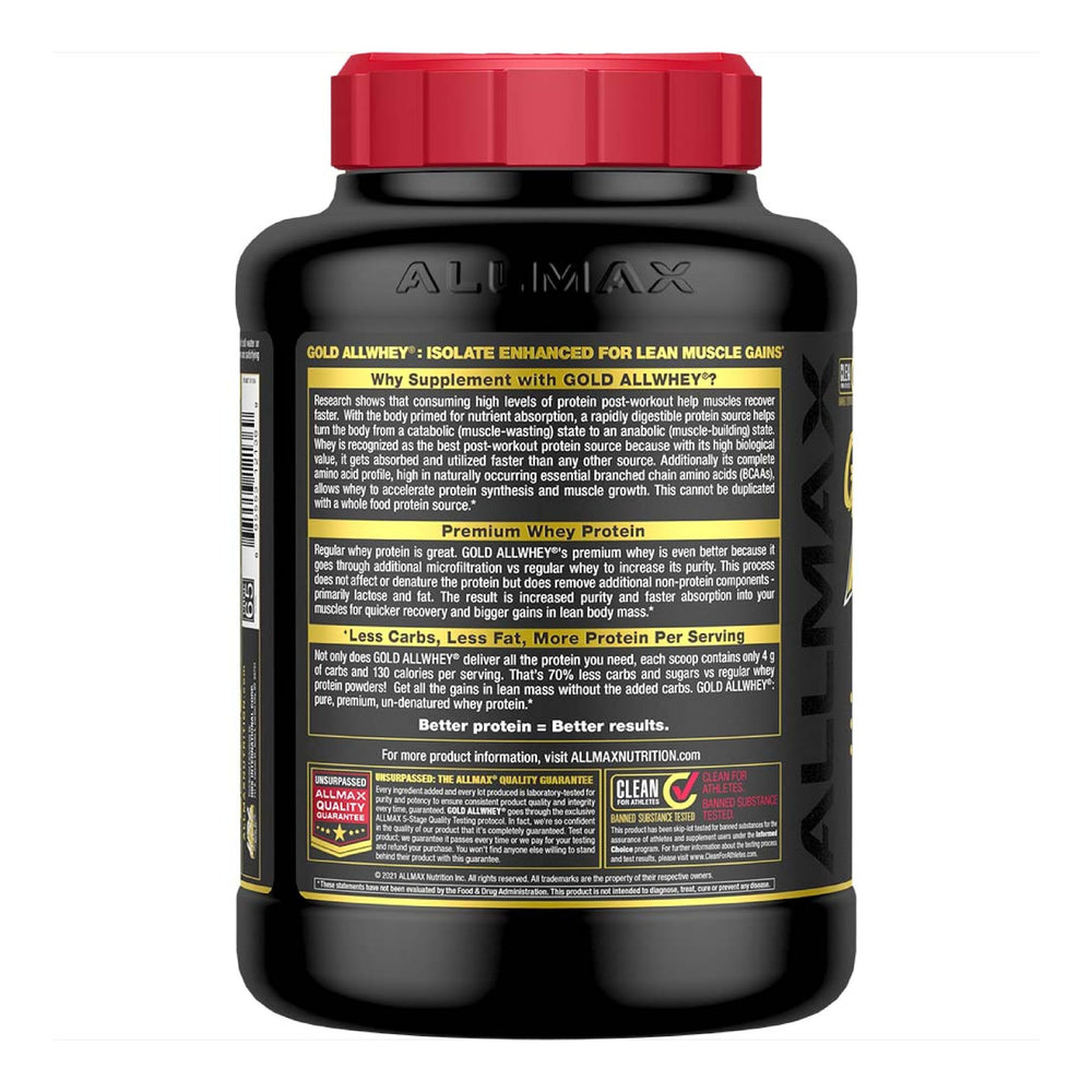 Allmax Gold ALLWHEY strawberry glass with shake highlights delicious protein drink option
