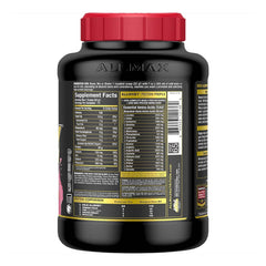 Allmax Gold ALLWHEY strawberry scoop pouring demonstrates quick mixability for busy days