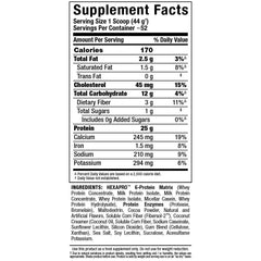 ALLMAX HEXAPRO Chocolate serving ideas shown in a shaker bottle.