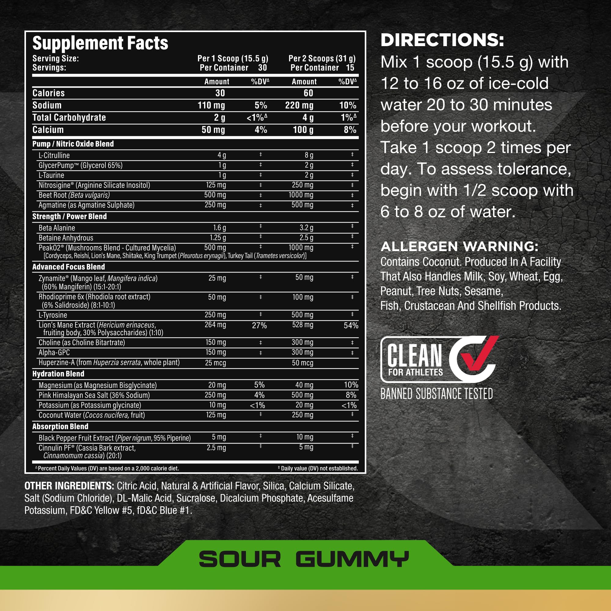 ALLMAX Impact Pump Xtreme serving pouch showing 30 servings for daily use