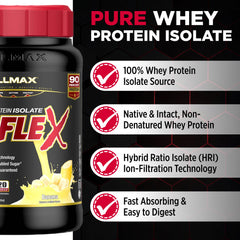 ALLMAX ISOFLEX nutrition label closeup highlighting gluten-free and sugar-free