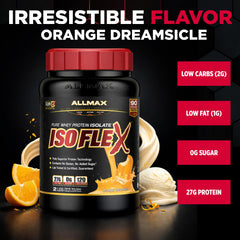ALLMAX ISOFLEX orange dreamsicle scoop blends into a smooth shake quickly