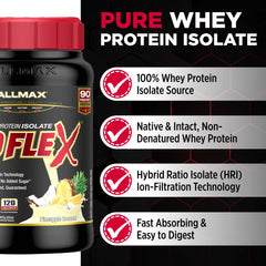 ALLMAX ISOFLEX Pineapple Coconut shaker bottle ready for pre and post workout mixing.