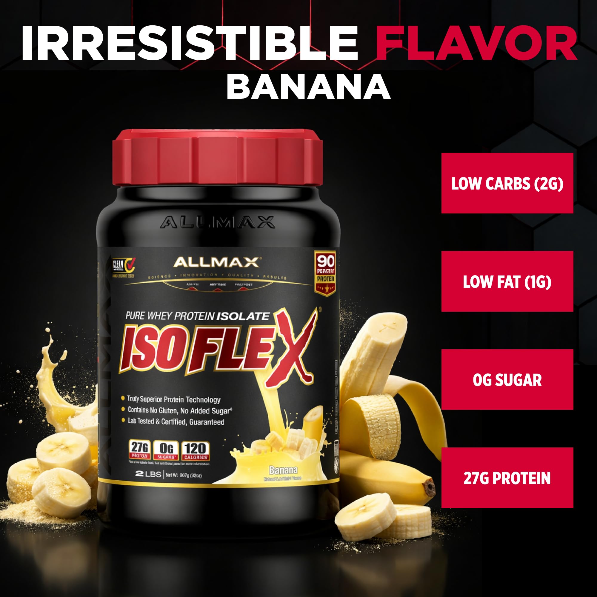 ALLMAX ISOFLEX protein scoop on the counter for fast-absorbing whey