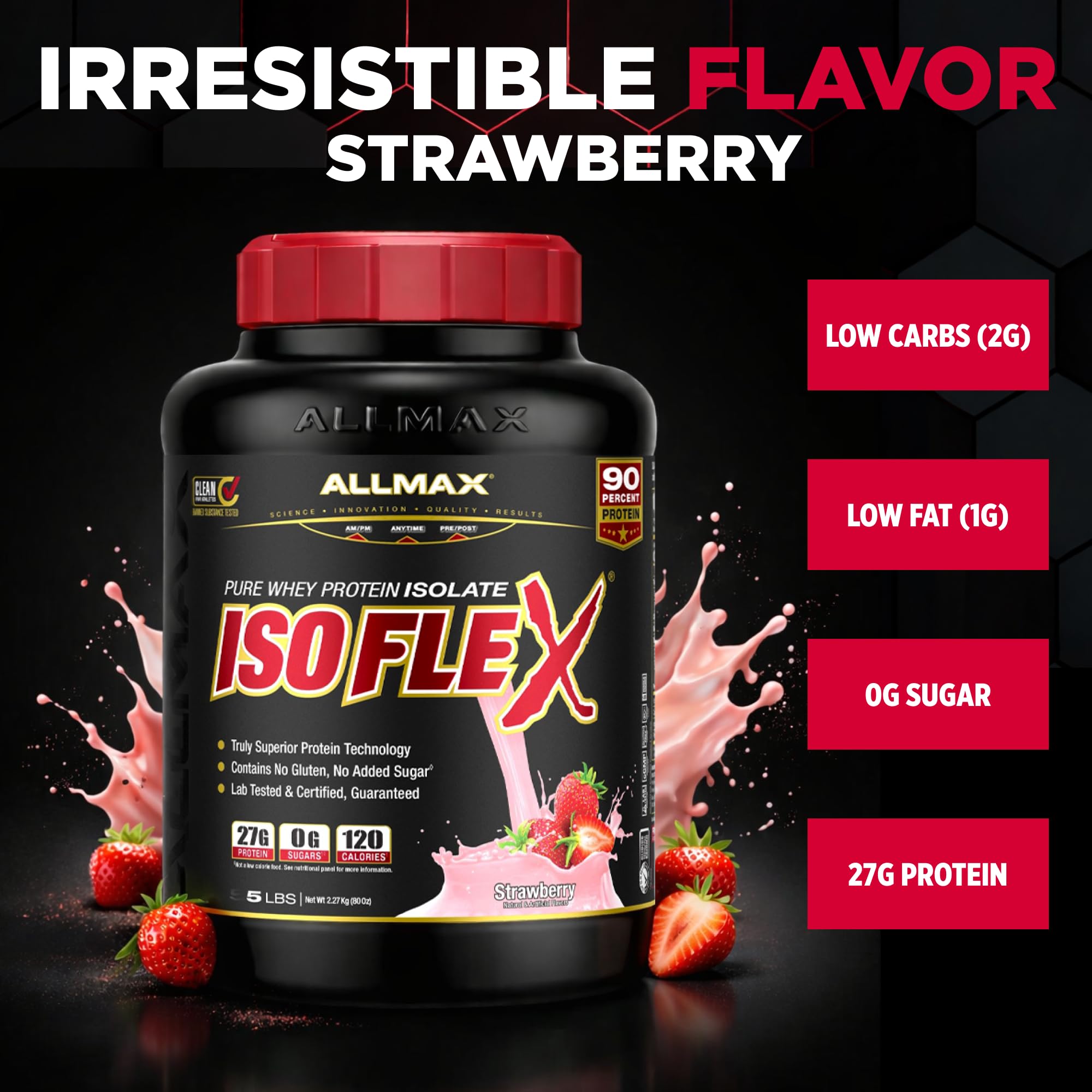 ALLMAX ISOFLEX Strawberry shaker highlights convenient on-the-go protein