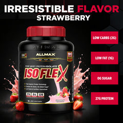 ALLMAX ISOFLEX Strawberry shaker highlights convenient on-the-go protein