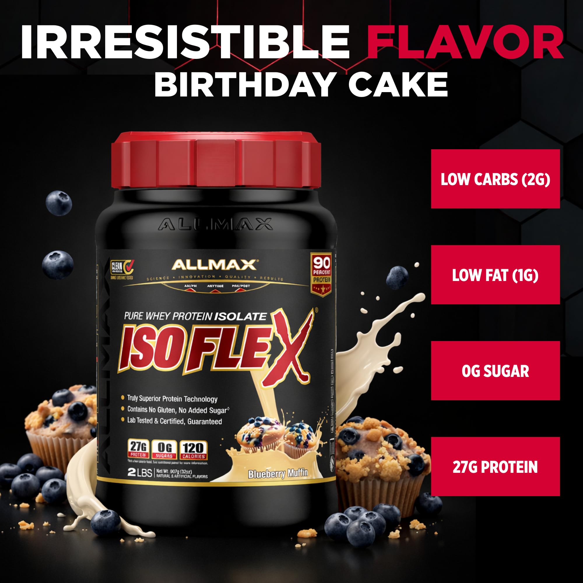 Allmax ISOFLEX Vanilla flavor powder ideal for quick mix and meal replacement.