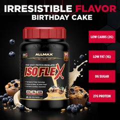 Allmax ISOFLEX Vanilla flavor powder ideal for quick mix and meal replacement.