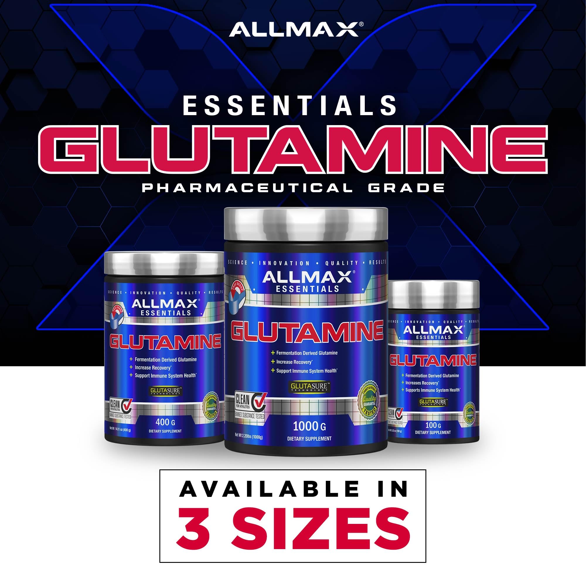 AllMAX L Glutamine Powder already mixed in a glass for drinking