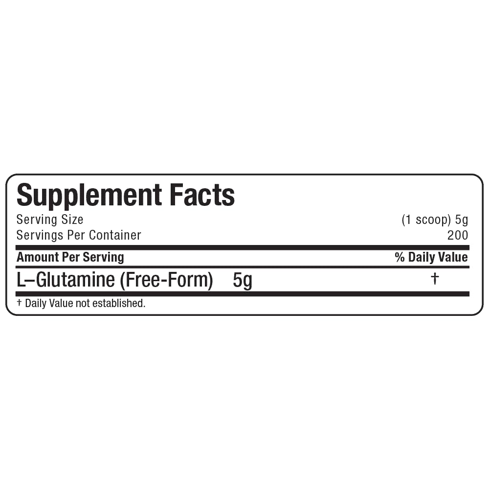 AllMAX L Glutamine Powder serving size guidance on label