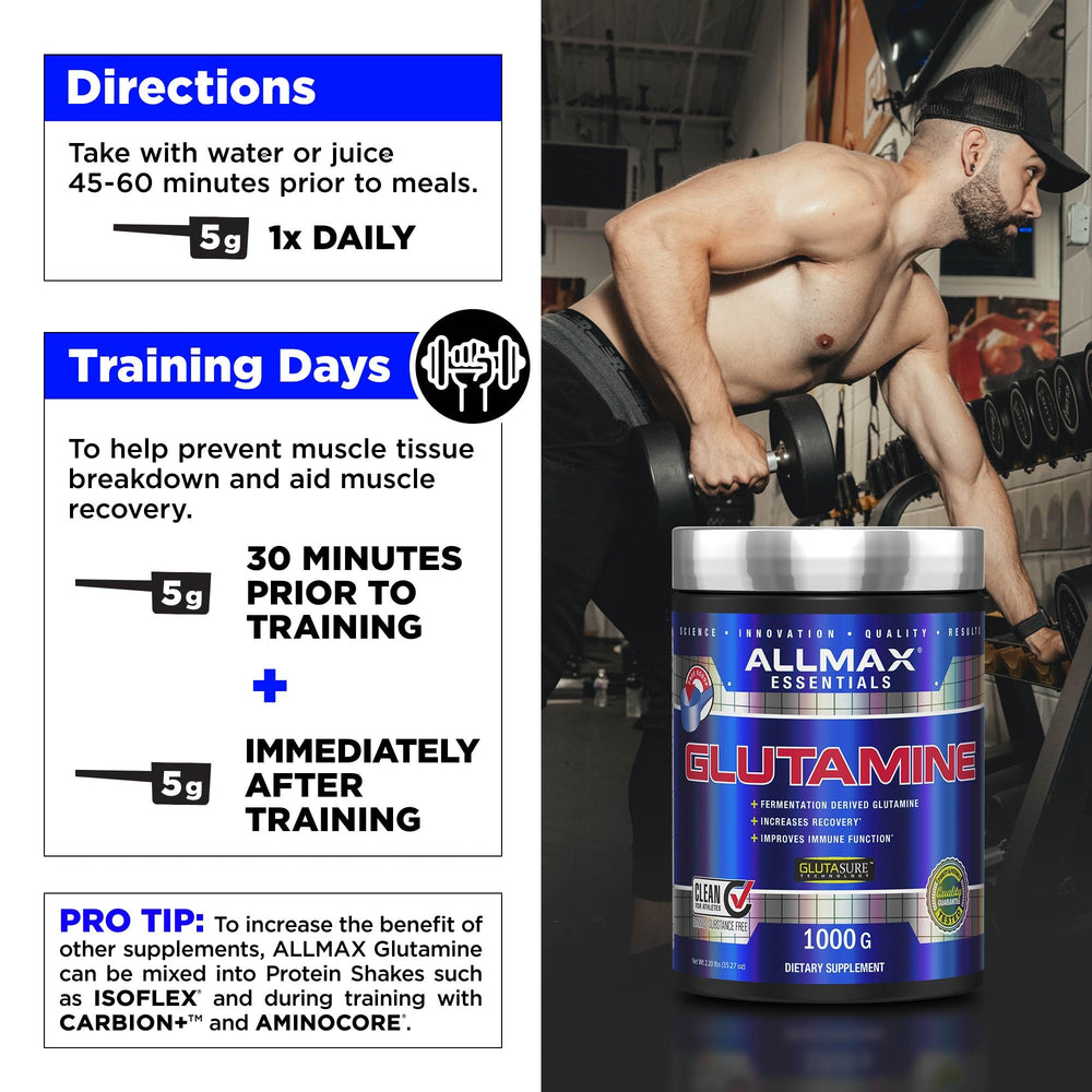 AllMAX L Glutamine Powder unflavored powder ready to blend