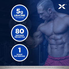 ALLMAX Leucine powder being mixed with water for easy use
