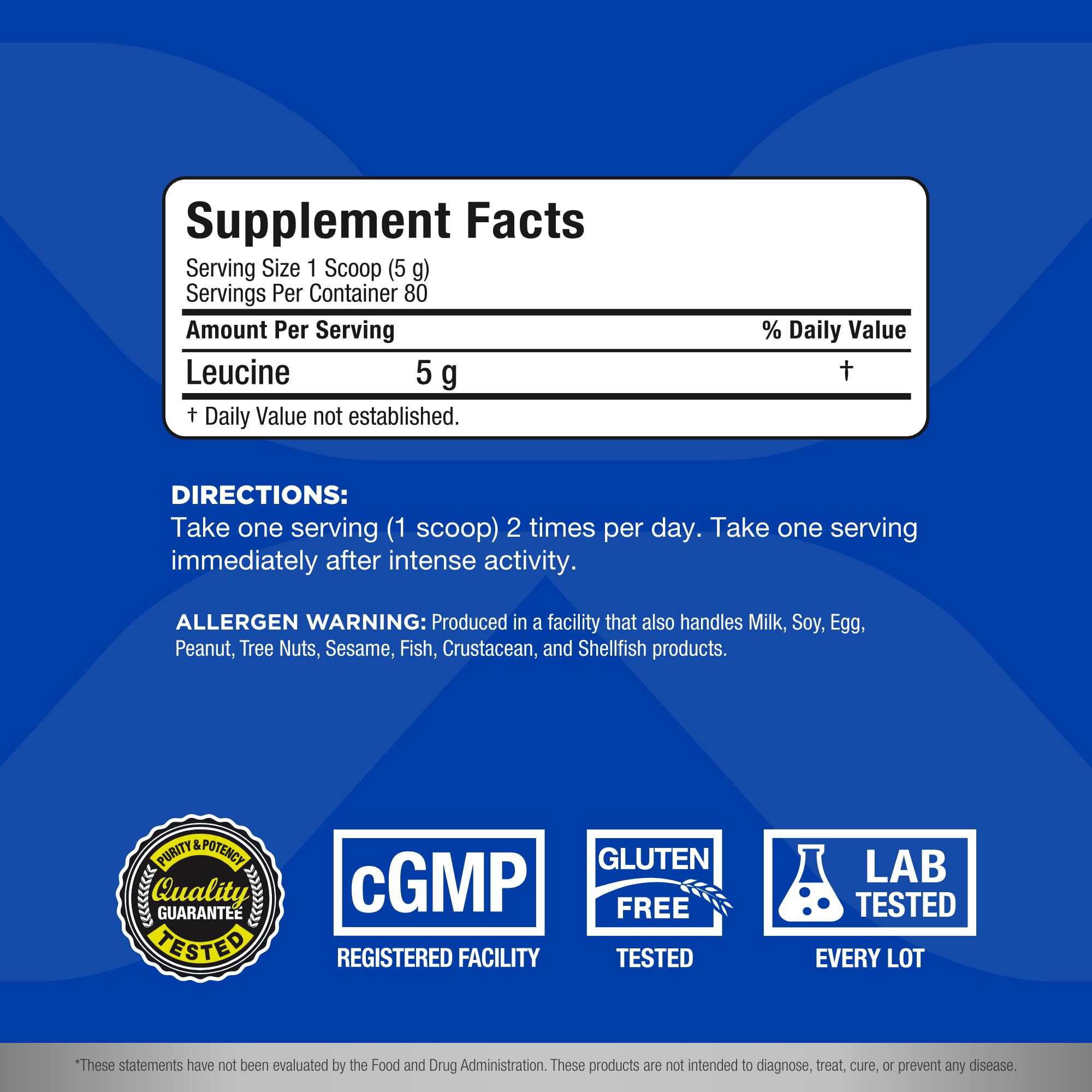 ALLMAX Leucine scoop dispensing quick daily amino energy