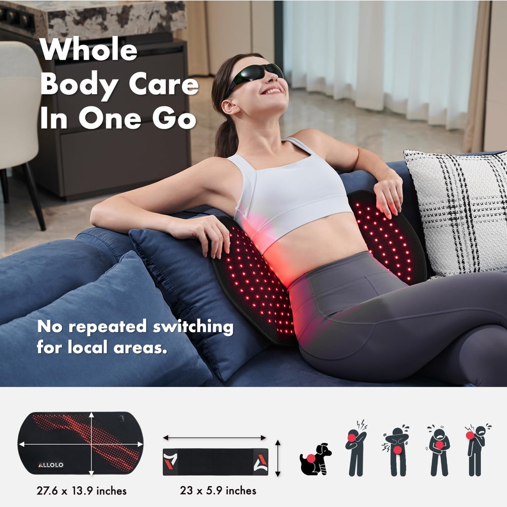 ALLOLO red light therapy pad shoulder region for muscle relaxation and recovery.