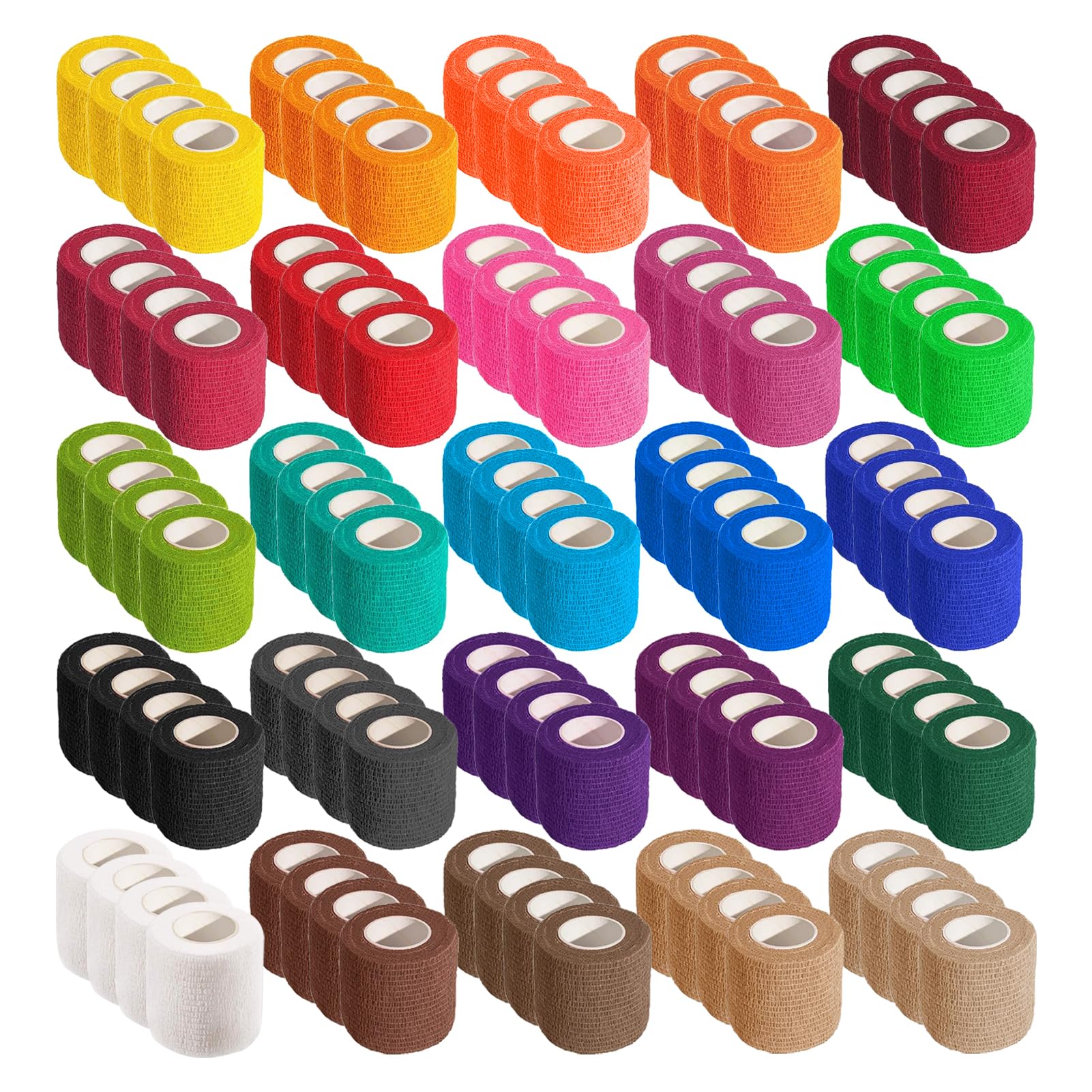 Allruyee 100-roll self-adherent bandage wrap in vibrant colors offers versatile sports support.