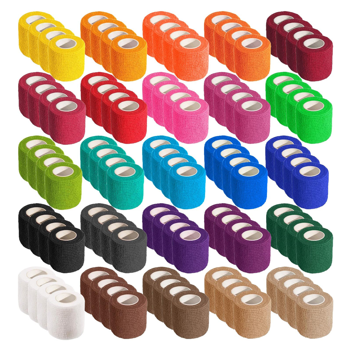 Allruyee 100-roll self-adherent bandage wrap in vibrant colors offers versatile sports support.