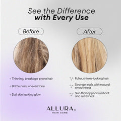 Allura Hair jar on a clean countertop for routine