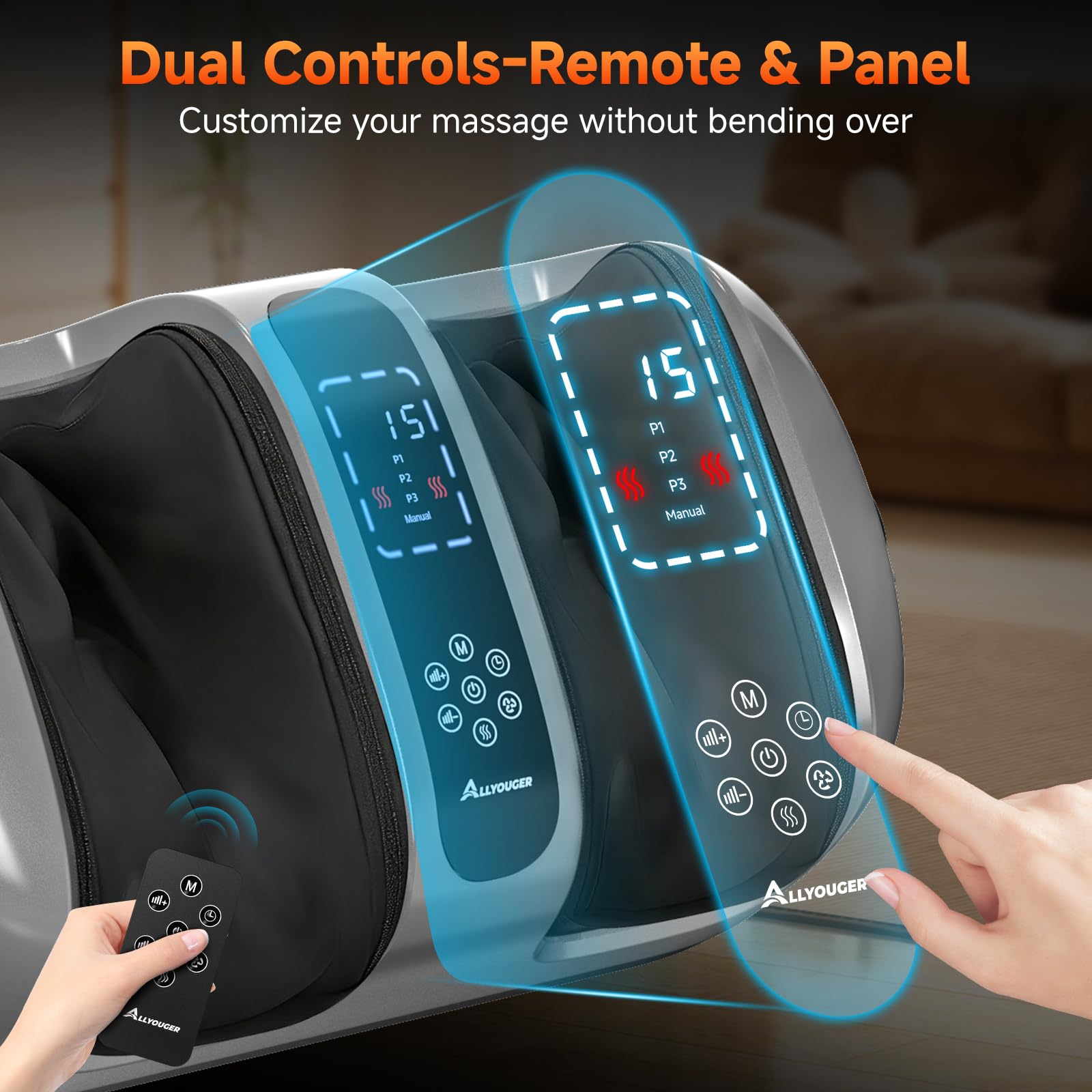 AllYouger customizable modes offer personalized foot massage programs