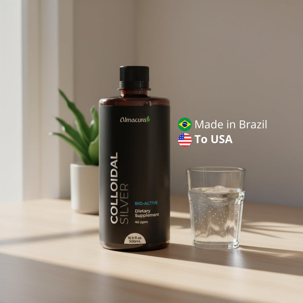 Almacura Silver Bio-Active amber glass bottle protects purity and potency