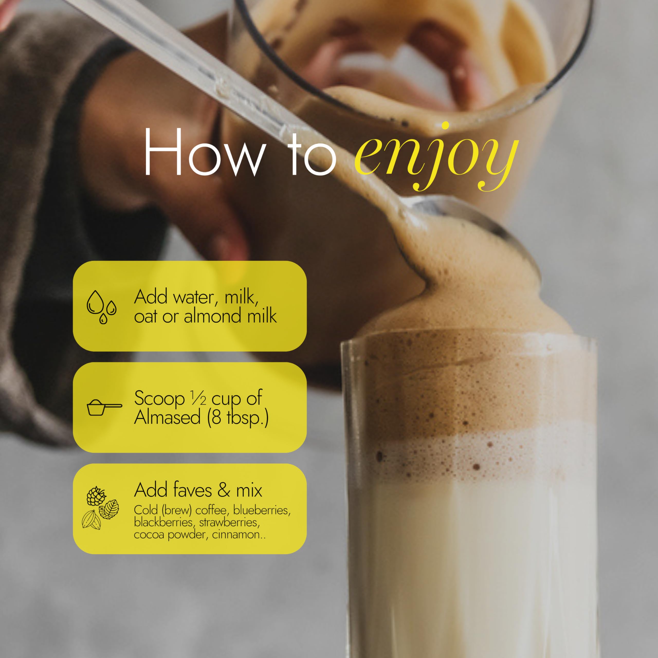 Almased Vanilla with oat milk—creamy, dairy-free blending option.