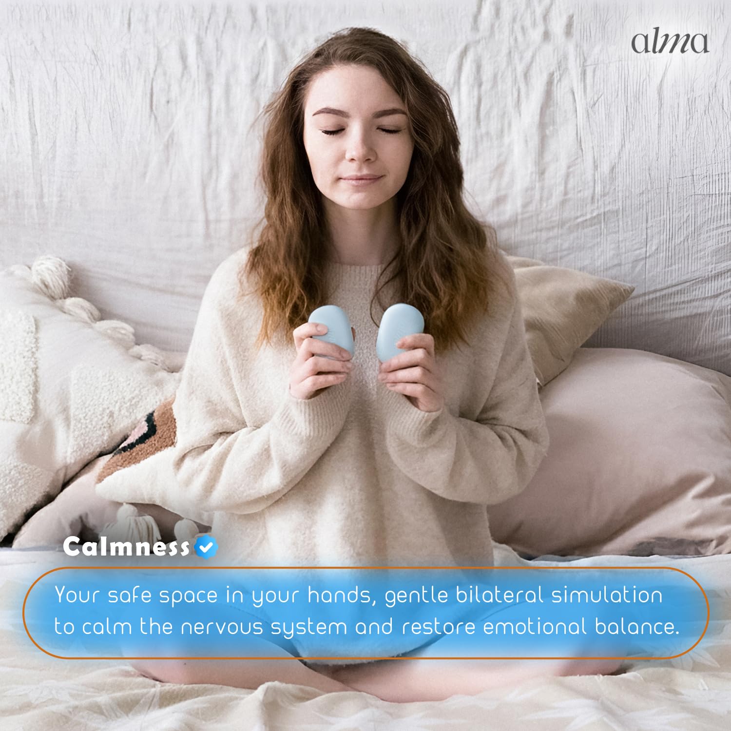 ALMAWAVE SENSE EMDR tappers soft silicone grip for kids and adults comfort.