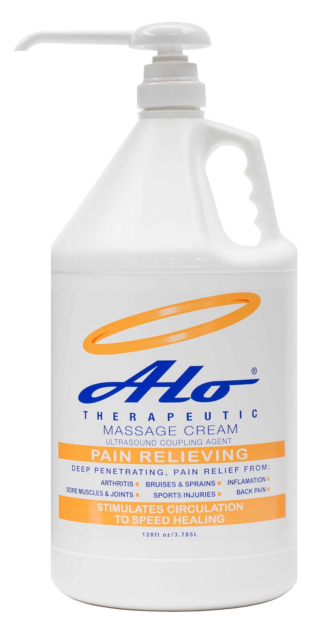 ALO Pain Relief Cream gallon with pump for easy, mess-free application.
