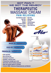 ALO Pain Relief Cream applied during a massage therapy session