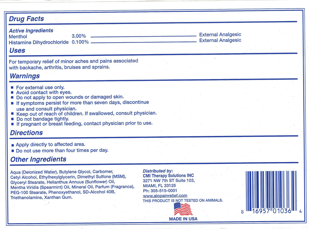 ALO Pain Relief Cream for sciatica discomfort and eased sensation.