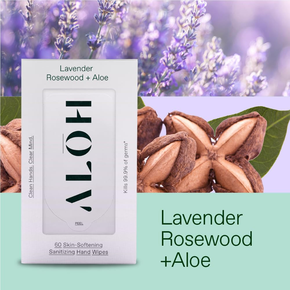 ALO H lavender rosewood aloe wipes texture looks luxuriously soft on skin.
