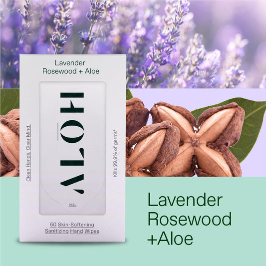 ALO H lavender rosewood aloe wipes texture looks luxuriously soft on skin.