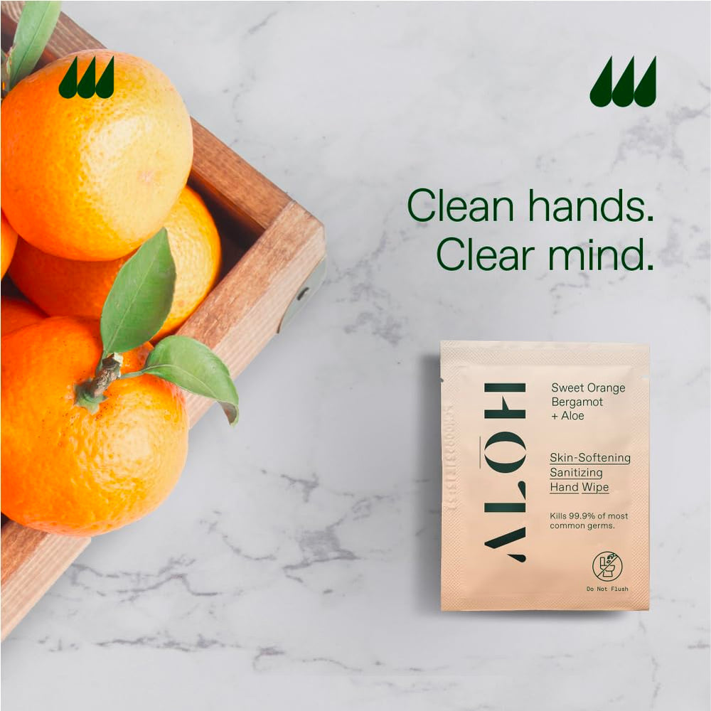 ALŌH Skin Softening Hand Wipes in gym bag for quick refreshment