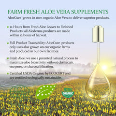 AloeCure grape extract note highlighting natural flavor without artificial additives.