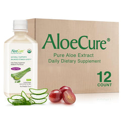 AloeCure grape-flavor aloe vera juice bottle ready for daily hydration and digestion