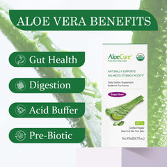 AloeCure grape-flavor bottle back with nutrition info for mindful dosing.