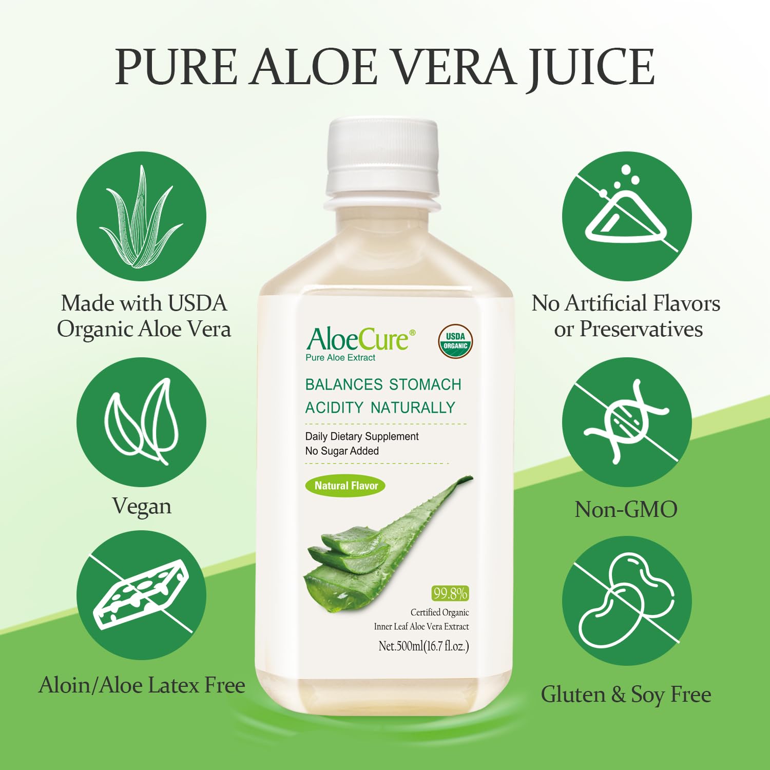 AloeCure label detail highlights organic certification and product integrity